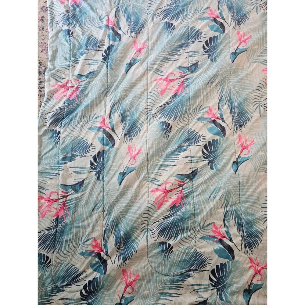 Disney Stitch Twin XL Reversible Comforter Tropical Hawaiian Blue Pink Bedding